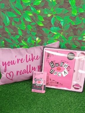 🏠 Pink 'Burn Book' Scrapbook Gift Set with Pink Accent Pillow